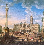 Panini, Giovanni Paolo The Plaza and Church of St. Maria Maggiore oil painting reproduction